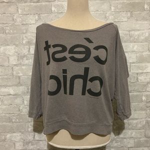 Brandy Melville French Graphic Gray Black Sweatshirt Shirt Cotton Lounge Casual
